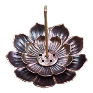 中式莲花香盘香托线香底座香架香炉香插仿古铜家用室内熏香松塔香