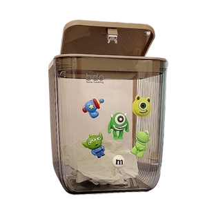 小号桌面可爱垃圾桶一键弹盖高颜值透明卧室茶几化妆台桌上用纸篓