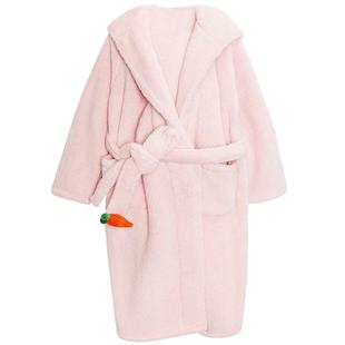 好奇蜜斯可爱珊瑚绒睡袍冬季女睡衣加绒加厚长款家居服浴袍可外穿