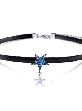 choker韩国五角星黑色颈链锁骨链