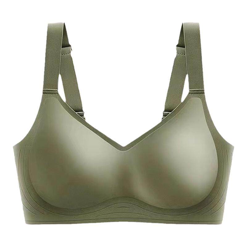 乳胶无痕内衣女薄款大胸显小聚拢无钢圈收副乳防下垂大码美背文胸