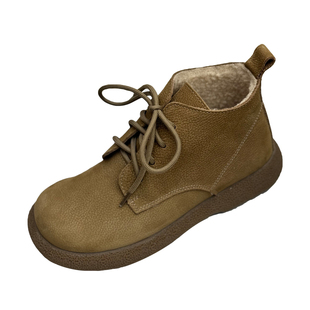 真皮加绒妈妈鞋子棉鞋保暖短靴皮鞋中老年人舒适女鞋不累脚秋冬季