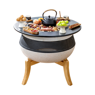 户外庭院烤火炉围炉煮茶炭烤烧烤桌套装家用电烤炉氧化镁取暖火盆