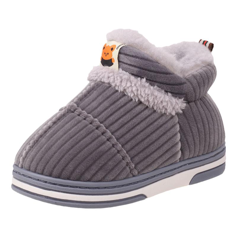 冬季儿童包跟棉拖鞋加绒加厚男童女童居家外穿中大童防滑保暖棉鞋