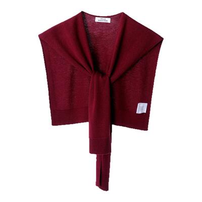 韩系安可拉酒红色针织披肩女外搭