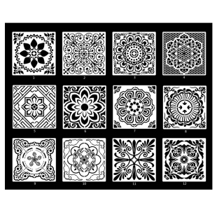 曼陀罗手绘画画图案镂空模板手账工具手抄报花边尺diy相册拓印版