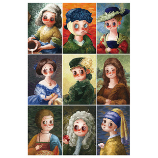 1000片木质拼图卡通九宫格Q版世界名画名人油画成年解压潮玩礼物