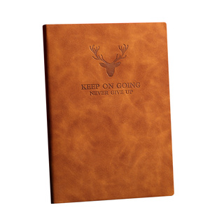 加厚A5商务办公笔记本子高档皮面本鹿头本文艺精致简约大学生记事本工作会议记录本复古日记本软皮面本子批发