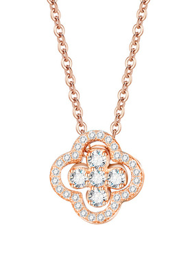 满钻四叶草项链女纯银轻奢小众