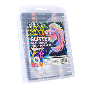 双头闪光马克笔带闪粉水彩笔荧光小学生儿童美术专用手账渐变珠光流光丙烯软头变色无彩色毒爆闪彩绘画画流沙