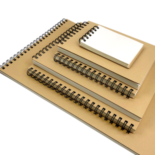 a3牛皮纸硬壳线圈本a4上翻竖翻笔记本a5空白学生日记横线页a6小本子复古简约考研考试专用画画空白草稿本本子