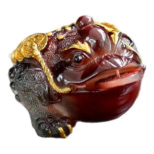 金蟾茶宠摆件精品可养变色茶具配件茶桌茶盘茶道金蝉招财茶台蟾蜍