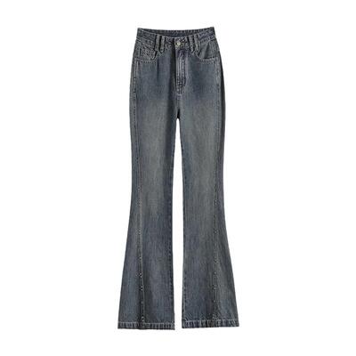 不贴腿微喇裤女高个子喇叭牛仔裤