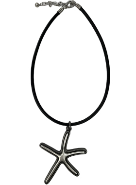 小众设计黑色皮绳立体海星项链女甜酷辣妹气质百搭星星颈链男配饰