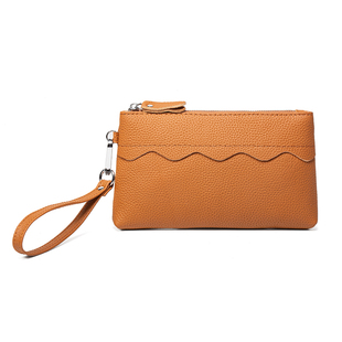 纯牛皮手拿包钥匙零钱包女简约轻便散步买菜真皮小手包手拎手机包