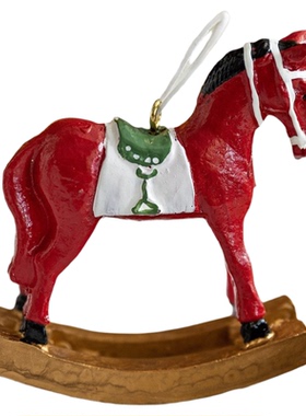 圣诞彩绘树脂摇马挂件桌面小摆件