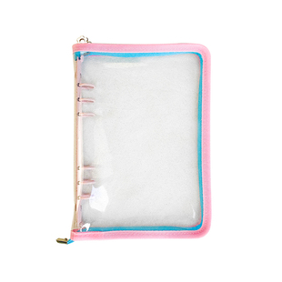 新款文艺青年双拼色小清新ins同款a5拉链手账本6孔透明活页本外壳