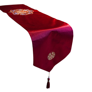 中式桌旗结婚用红色喜字茶几订婚桌布婚礼婚房装饰餐桌电视柜盖巾