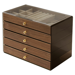 木质轻奢首饰盒多层大容量耳环戒指项链耳钉饰品收纳盒精致珠宝盒