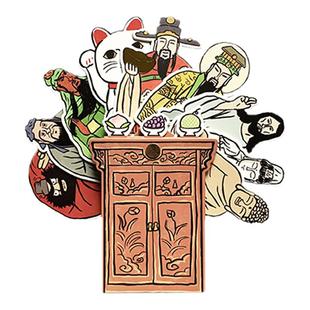 局部气候随身供九神创意礼物工位摆件潮玩孔子招财猫妈祖祝福