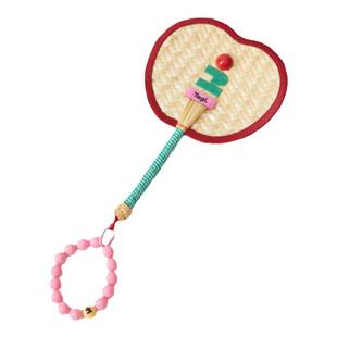 Tagi.《i》塔皮苹果表情笑脸串珠编织可爱摇摇麦秸扇手工扇子