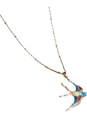可爱七彩燕子小鸟项链