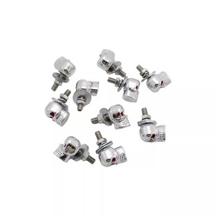 摩托车配件哈雷巡航太子车改装通用复古骷髅头鬼头装饰车牌螺丝