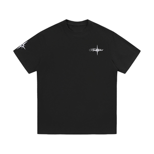 BIPOLAR立体六芒星绣花短袖T恤美式基础字母休闲宽松上衣男夏季女