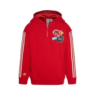 阿迪达斯三叶草卫衣迪士尼联名新年款小童加绒连帽套头衫 KS3167