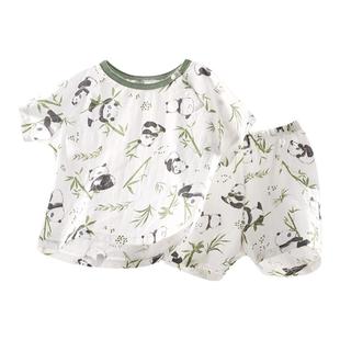 欧孕儿童纯棉春秋睡衣家居服套装透气宝宝男孩空调服女童2024新款