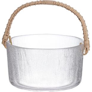 藤编手提篮家用客厅水果盘小精致玻璃点心零食盘冰桶高级感果篮子