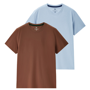 【2件装】佐丹奴短袖t恤男针织纯棉纯色基础款圆领上衣男18023211