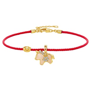 JAY马年本命年手链红绳和田玉红色手饰925银手绳新年生肖马年礼物