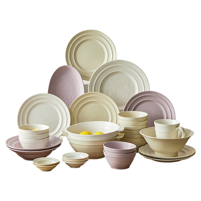 釉下彩奶油风碗碟套装2024新款