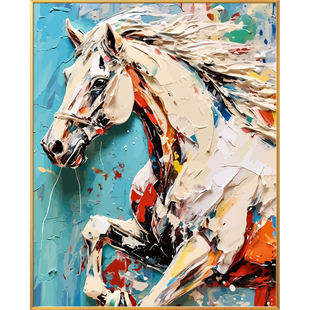 抽象骏马奔腾图画画diy数字油画填充填色2024新款手工手绘油彩画