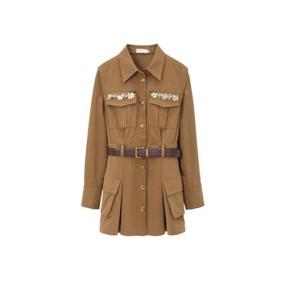 REVAN芮范设计师款都市感钉花工装连衣裙RL11101117