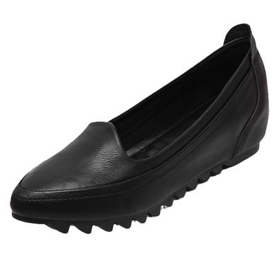 小码浅口坡跟内增高黑色工作鞋