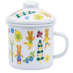 欧丽家搪瓷9cm-16cm砂糖兔搪瓷水杯办公室马克杯牛奶豆浆泡面杯