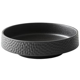 非洲之夜日式磨砂沙拉深盘复古米饭碗锤目纹浅口意面盘西餐厅盘子