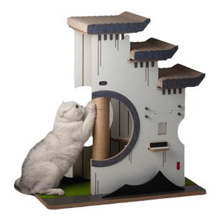 环球系列宏村猫爬架中式高端耐磨猫抓板猫树猫窝麻绳抓柱一体式