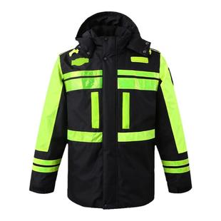 冬季交通道路反光棉服雨衣户外执勤防寒服交通加棉加厚反光安全服