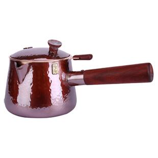 纯手工纯铜煮茶器侧把带过滤网烤茶罐紫铜舍得煮茶罐铜煮茶壶