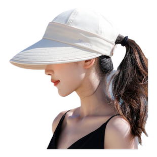 太阳帽女夏季大沿防晒遮阳帽护颈遮脸户外骑行可拆卸空顶采茶凉帽