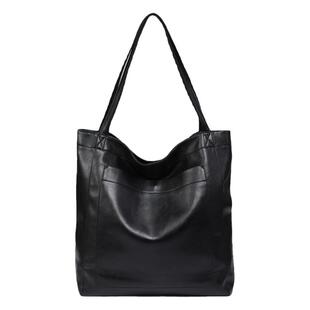 YUEN高级感口袋软皮手提单肩复古油腊皮大容量挎包男女上课通勤