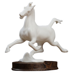 东方泥土新中式陶瓷手工雕塑马踏飞燕客厅书房办公室桌面装饰摆件