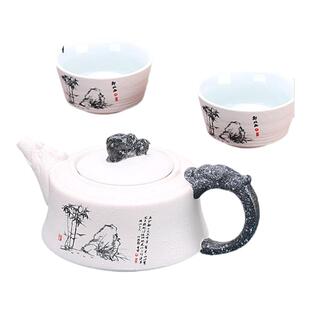 仁峰侧把壶陶瓷泡茶壶家用泡茶器紫砂壶陶壶过滤手抓壶过滤雪花壶