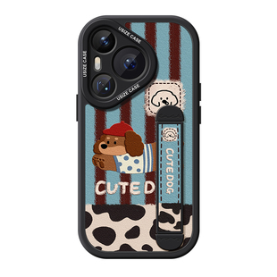 适用华为pura70手机壳新款腕带支架p80pro镜头全包p60情侣ultra奶牛腊肠狗p50防摔p40个性art高级30男女好看