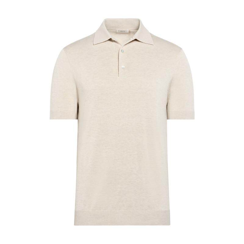 SUITSUPPLY秋季砂砾色棉桑蚕丝混纺男士短袖Polo衫