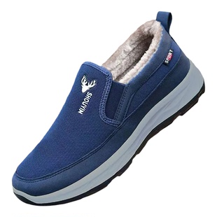 驼鹿源老北京冬季男棉鞋加绒保暖中老年爸爸鞋加厚防滑休闲一脚蹬