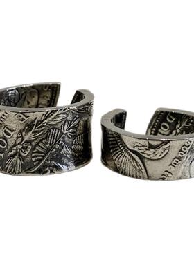 不同银匠925纯银花纹潮开口戒指